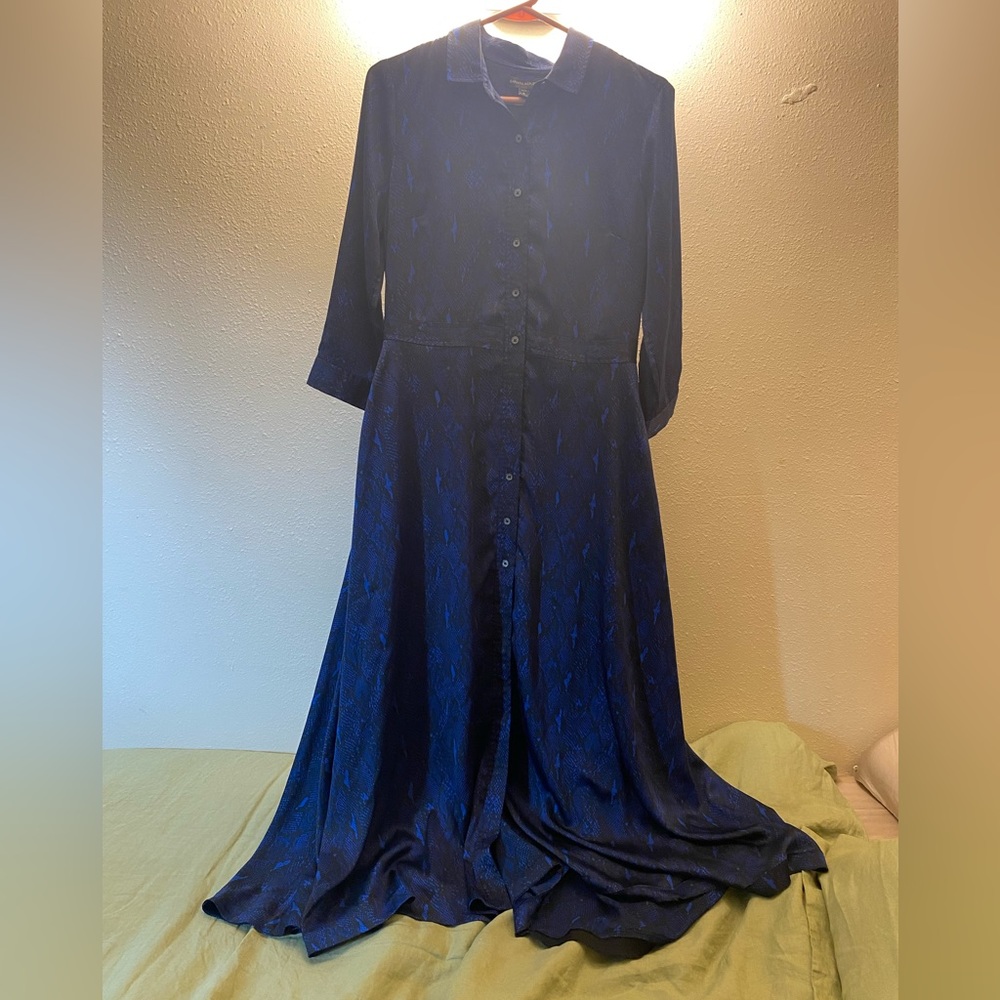BANANA REPUBLIC Blue Snake Print Maxi Shirtdress